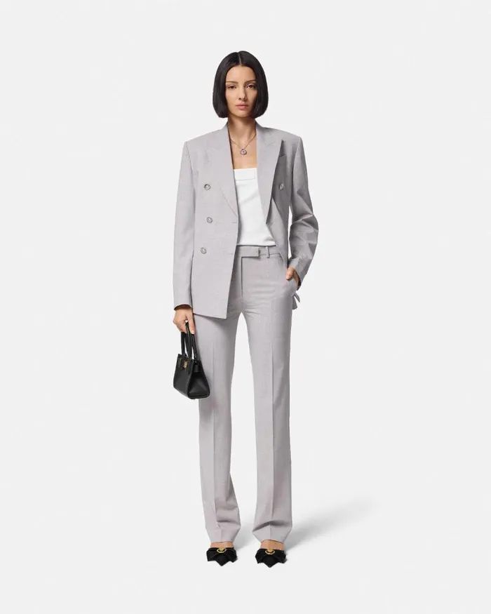 Mlange StraightLeg Pants Gray Women Versace Suits