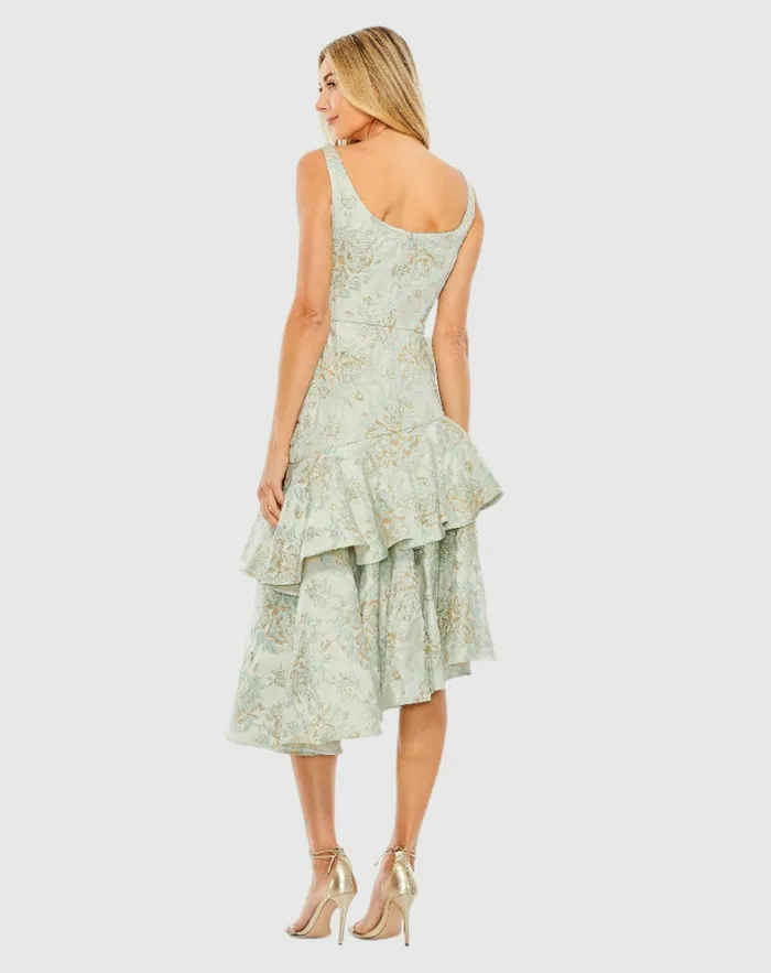 Mac Duggal Cocktail Dresses Women Rose Detail Asymmetrical Brocade Dress French Blue Mac Duggal Cocktail Dresses Women Rose Detail Asymmetrical Brocade Dress French Blue