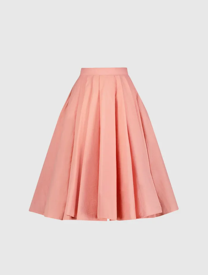 Mac Duggal The Bubbly Faille High Waisted Midi Full Circle Skirt 8211 FINAL SALE Hibiscus Women Skirts