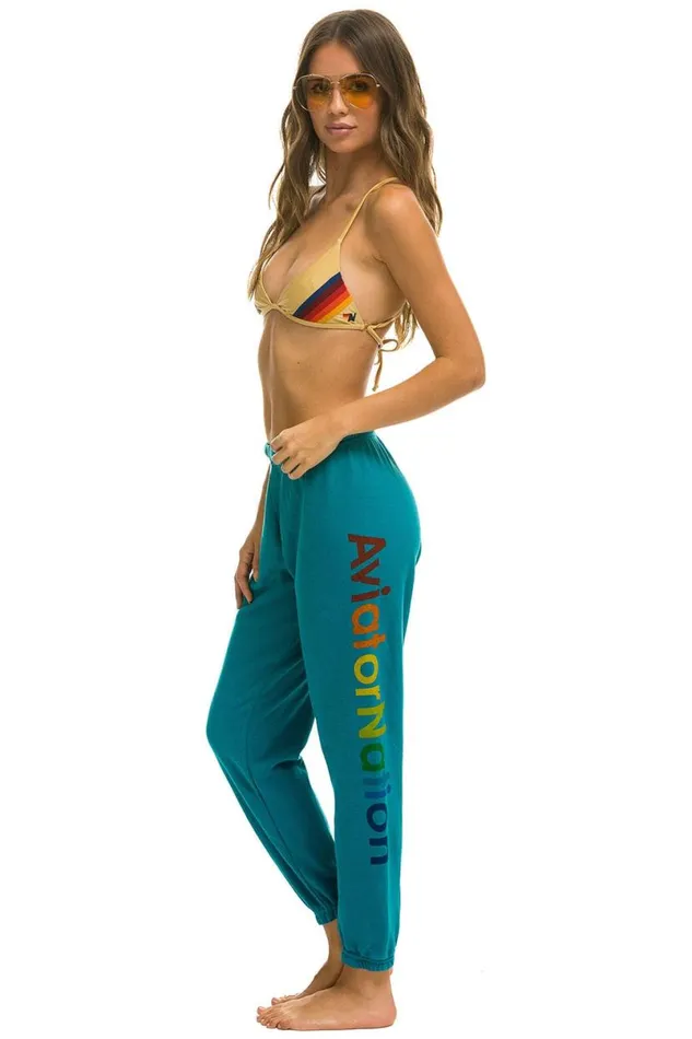 Manhattan Beach Sweatpants 8211 Teal Women Aviator Nation Sweatpants