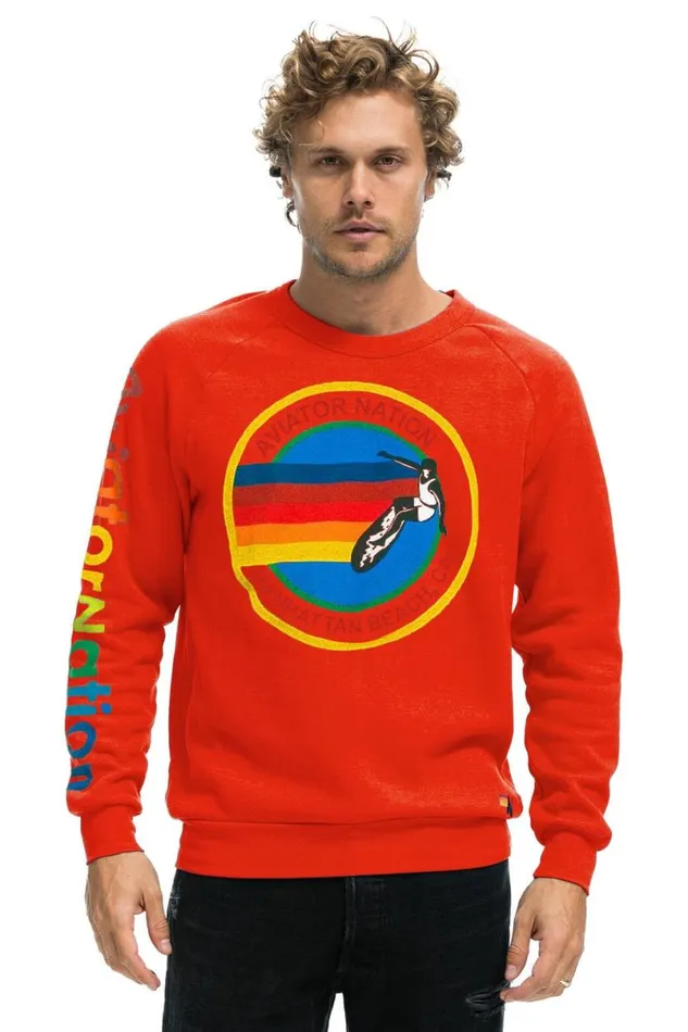 Manhattan Beach Sweatshirt 8211 Red WomenMen Aviator Nation Sweatshirts