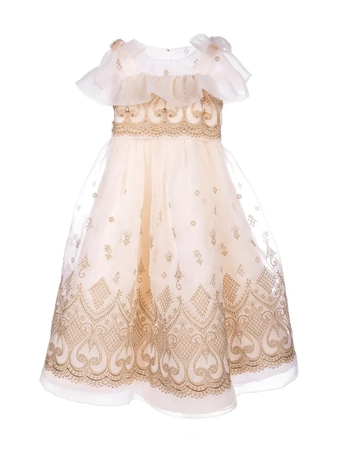 Marchesa Gowns Embroidered Organza Gown Gold 8211 Kids