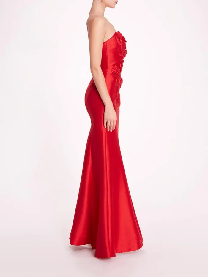 Marchesa Gowns Floral Mikado Gown Red 8211 Women