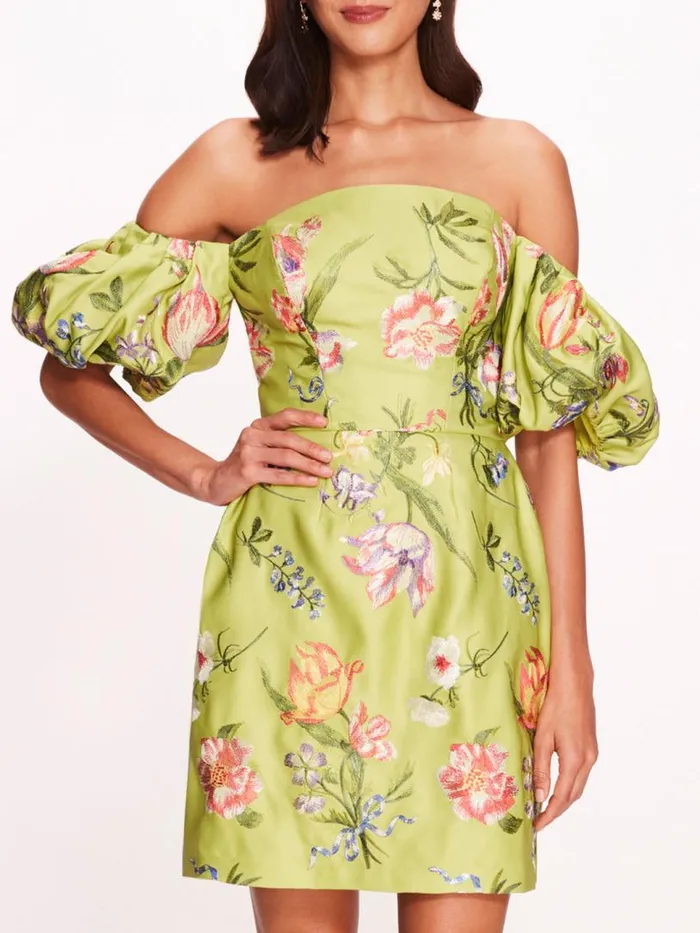 Marchesa Marchesa Notte Alex Mini Dress Spring Green Multi 8211 Women