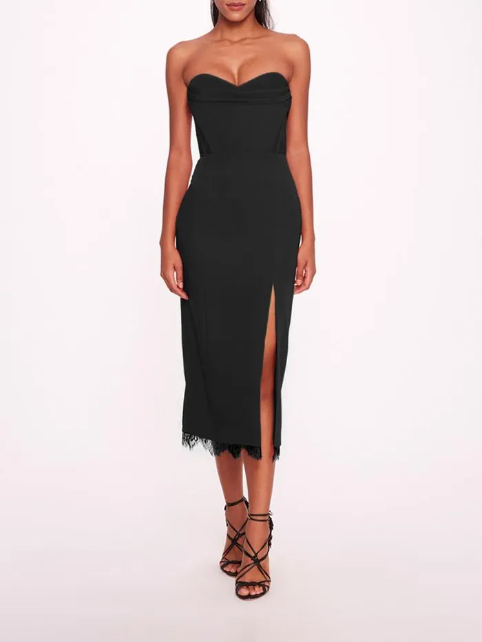 Marchesa Marchesa Notte Draped Bodice Crepe Dress Black 8211 Women