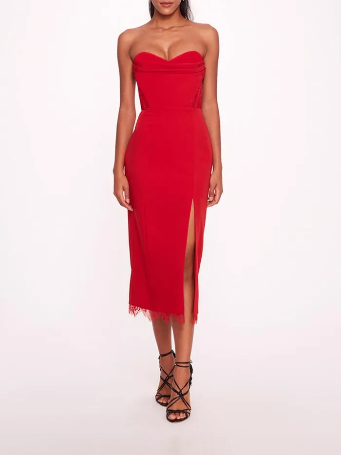 Marchesa Marchesa Notte Draped Bodice Crepe Dress Red 8211 Women