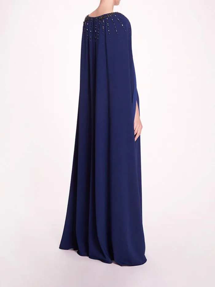 Marchesa Marchesa Notte Embellished Cape Gown Navy 8211 Women