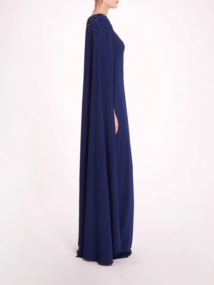 Marchesa Marchesa Notte Embellished Cape Gown Navy 8211 Women
