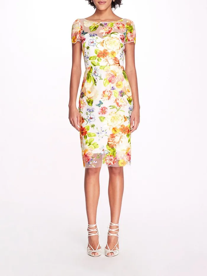 Marchesa Marchesa Notte Floral Embroidery Pencil Dress Ivory Yellow 8211 Women Marchesa Marchesa Notte Floral Embroidery Pencil Dress Ivory Yellow 8211 Women