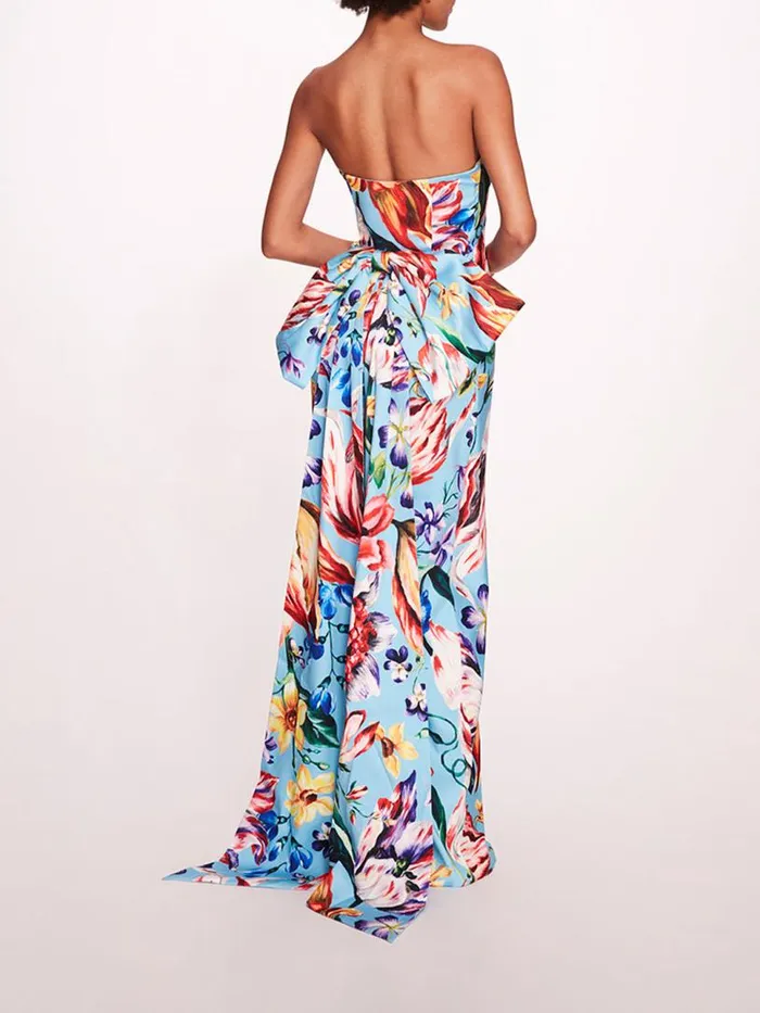 Marchesa Marchesa Notte Mikado Gown Sky Blue Multi 8211 Women