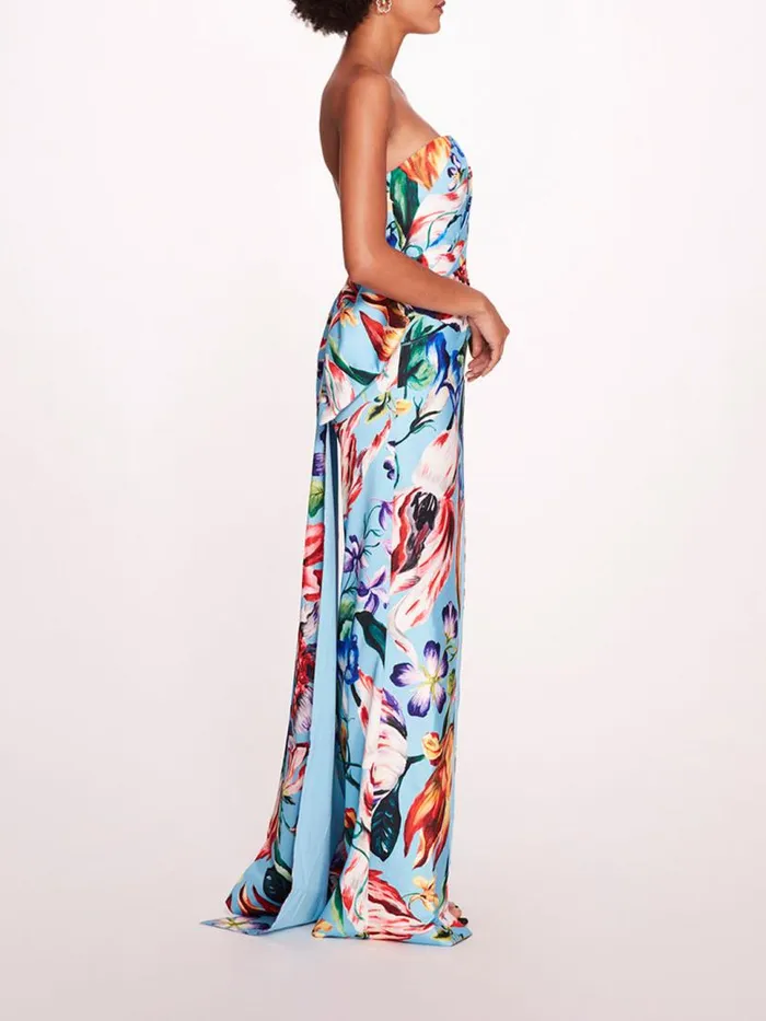 Marchesa Marchesa Notte Mikado Gown Sky Blue Multi 8211 Women