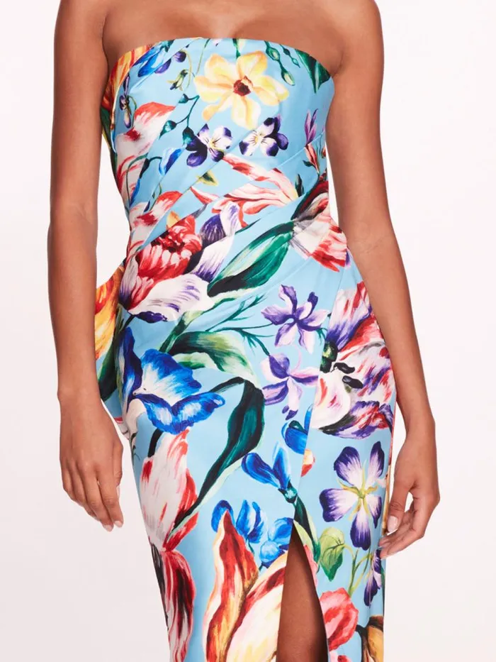 Marchesa Marchesa Notte Mikado Gown Sky Blue Multi 8211 Women