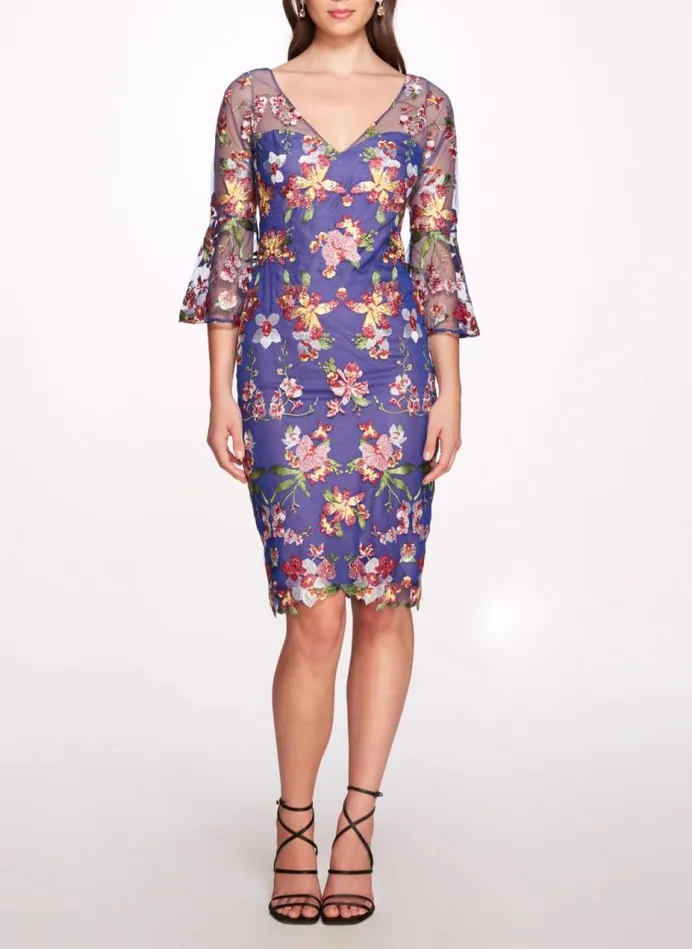 Marchesa Marchesa Notte Multicolor Tulle Cocktail Dress Cobalt 8211 Women