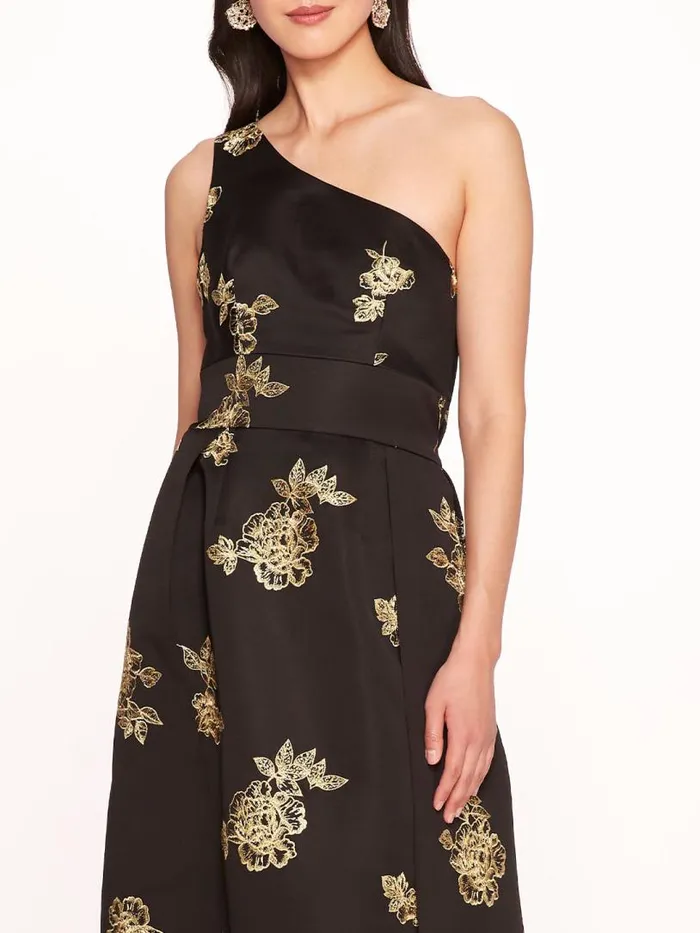 Marchesa Marchesa Notte One Shoulder Marigold Ball Gown Black Gold 8211 Women