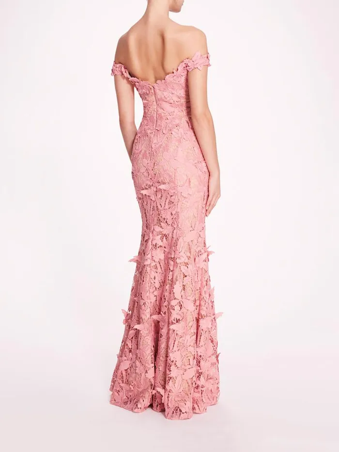 Marchesa Marchesa Notte Organic Lace Gown Rose 8211 Women