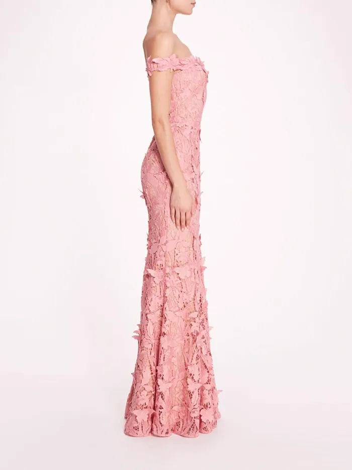 Marchesa Marchesa Notte Organic Lace Gown Rose 8211 Women