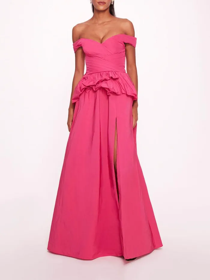 Marchesa Marchesa Notte Peplum Taffeta Gown Pink 8211 Women