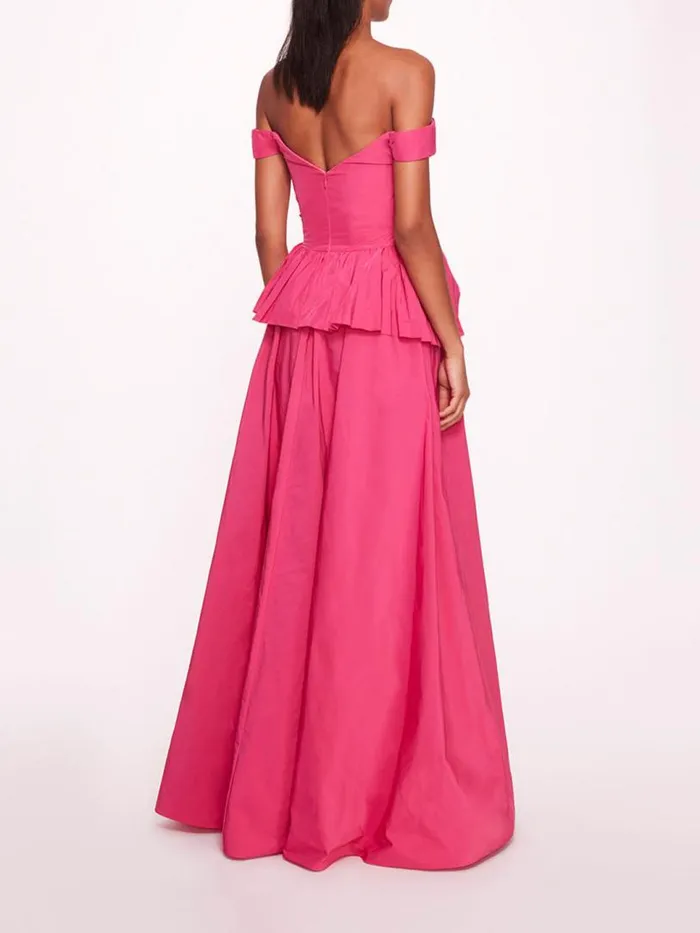 Marchesa Marchesa Notte Peplum Taffeta Gown Pink 8211 Women