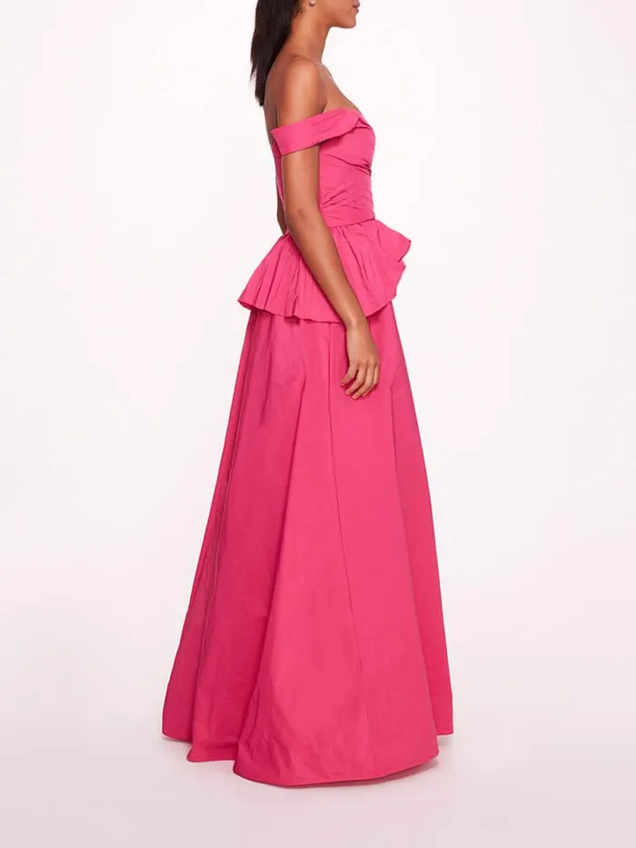 Marchesa Marchesa Notte Peplum Taffeta Gown Pink 8211 Women