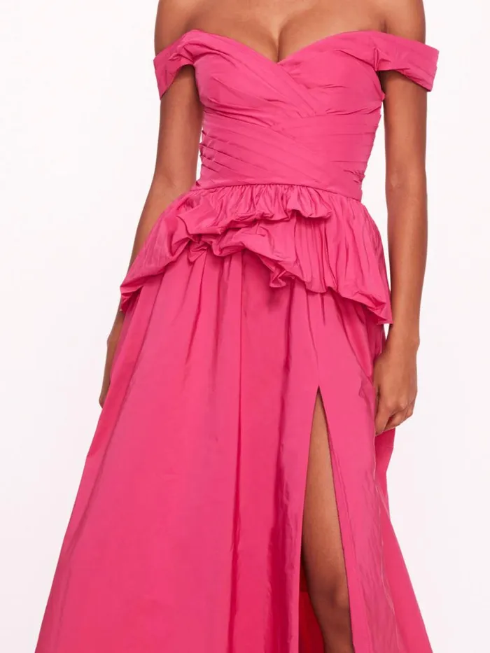 Marchesa Marchesa Notte Peplum Taffeta Gown Pink 8211 Women