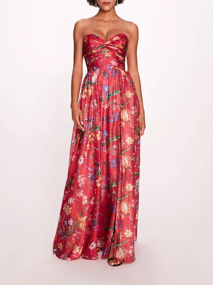 Marchesa Marchesa Notte Ribbons Cape Gown Fuchsia 8211 Women