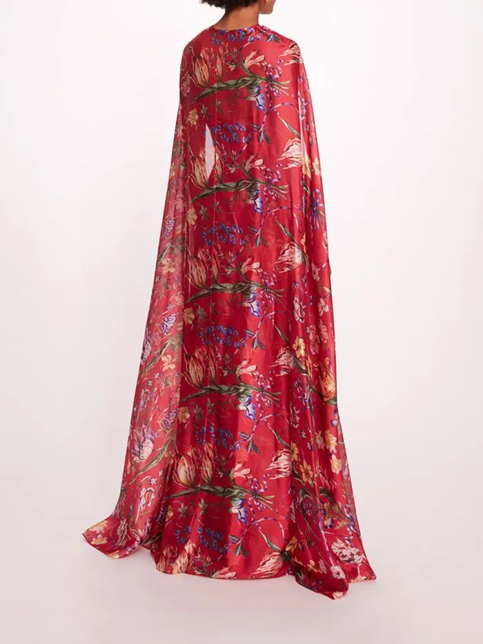 Marchesa Marchesa Notte Ribbons Cape Gown Fuchsia 8211 Women