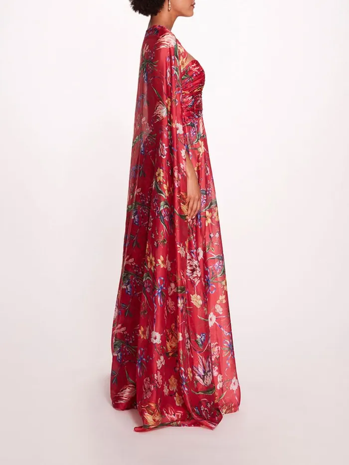 Marchesa Marchesa Notte Ribbons Cape Gown Fuchsia 8211 Women