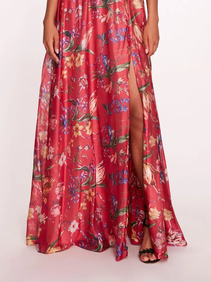 Marchesa Marchesa Notte Ribbons Cape Gown Fuchsia 8211 Women