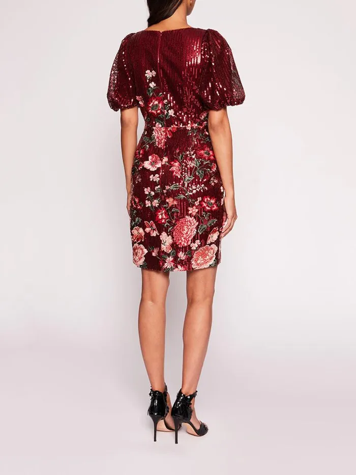 Marchesa Marchesa Notte Shimmer Mini Dress Burgundy Multi 8211 Women