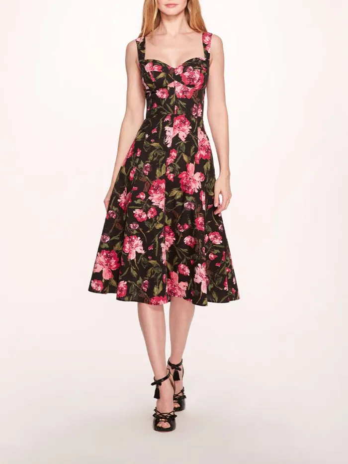 Marchesa Marchesa Rosa Holly Midi Dress Magenta Black 8211 Women
