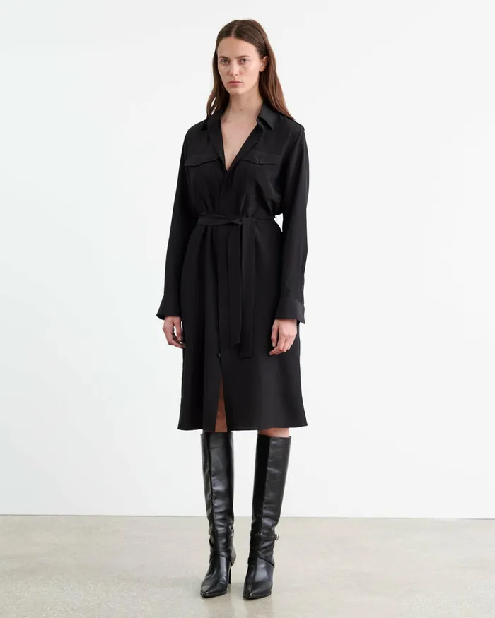 MARCIA SILK DRESS Black Women Nili Lotan Dresses and Skirts