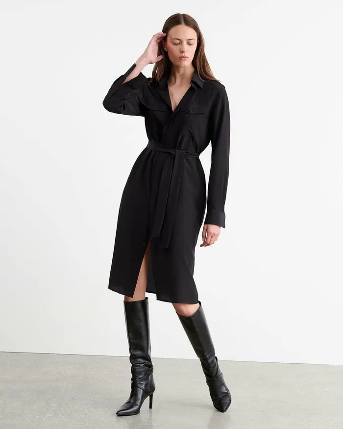 MARCIA SILK DRESS Black Women Nili Lotan Dresses and Skirts