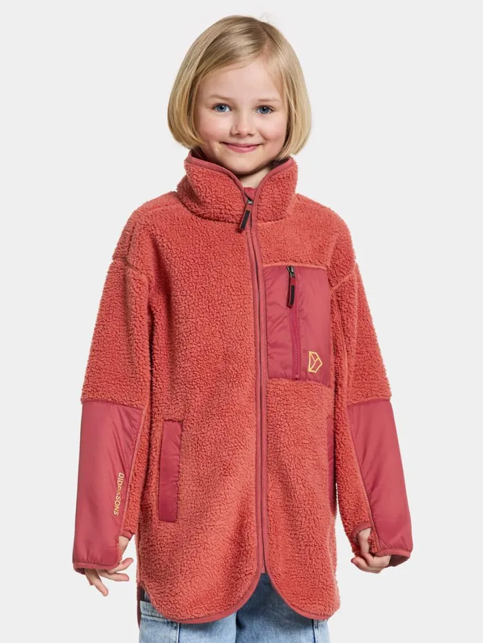 Marmor Kids039 FullZip Long Mineral Red Kids Didriksons Fleece and Midlayers