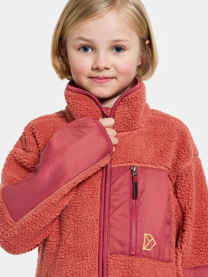 Marmor Kids039 FullZip Long Mineral Red Kids Didriksons Fleece and Midlayers