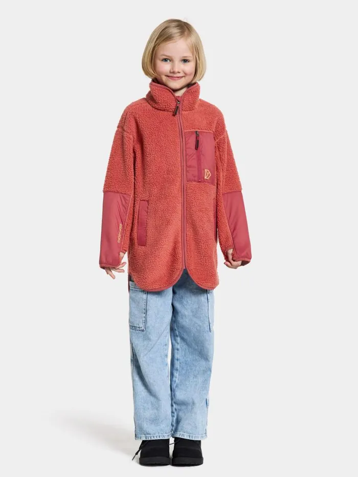 Marmor Kids039 FullZip Long Mineral Red Kids Didriksons Fleece and Midlayers