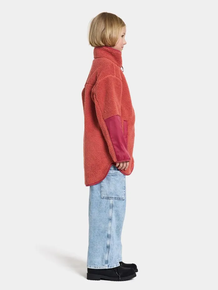 Marmor Kids039 FullZip Long Mineral Red Kids Didriksons Fleece and Midlayers