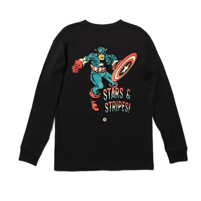 Marvel X Stance Stars And Stripes Long Sleeve Tee Black Men Stance Graphics