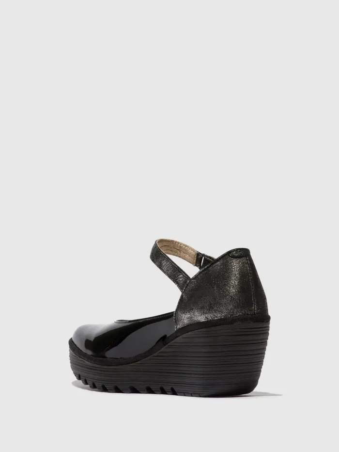 Mary Jane Shoes YAWO345FLY BLACKSILVER Women Fly London Shoes
