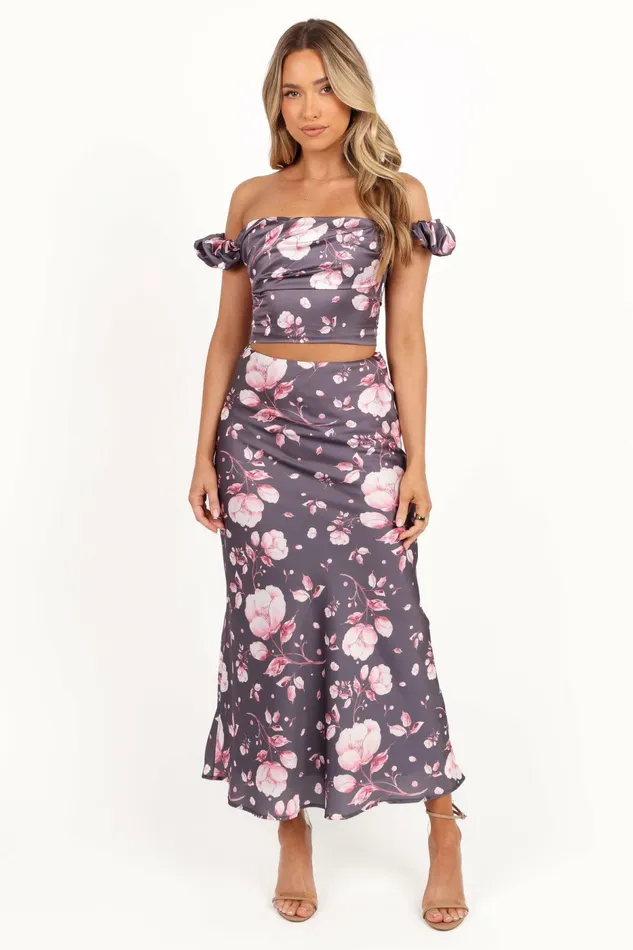 Matching Sets Arabella Two Piece Set Steel Grey Floral 8211 Petal and Pup Women