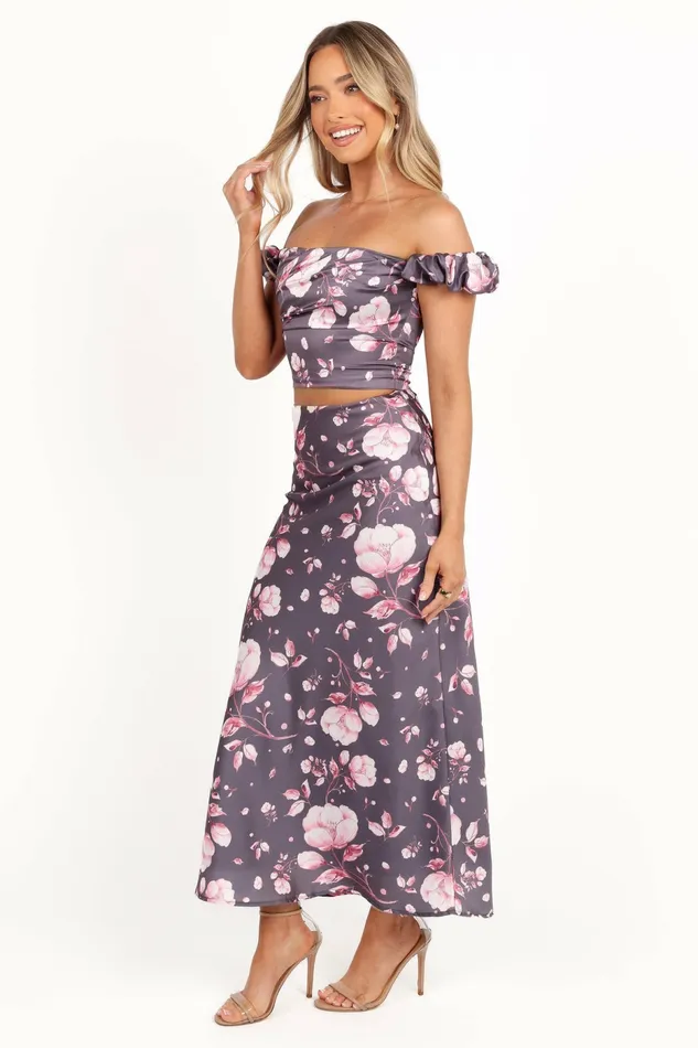 Matching Sets Arabella Two Piece Set Steel Grey Floral 8211 Petal and Pup Women