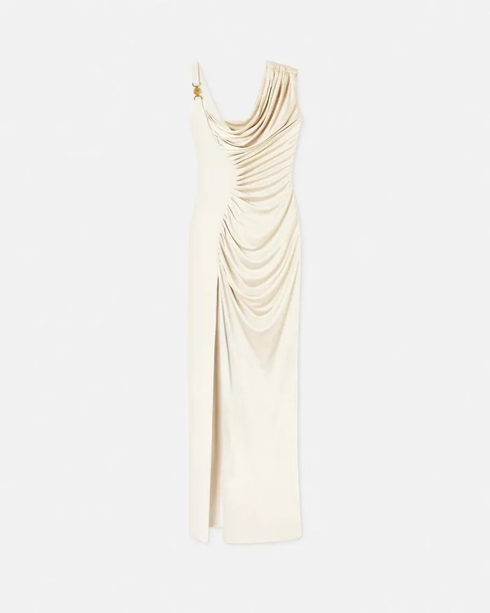 Medusa 03995 Draped Gown White Women Versace Dresses
