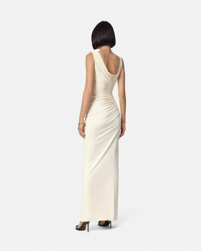 Medusa 03995 Draped Gown White Women Versace Dresses