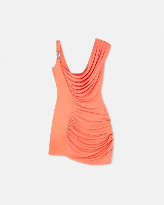 Medusa 03995 Draped Mini Dress Coral Women Versace Dresses