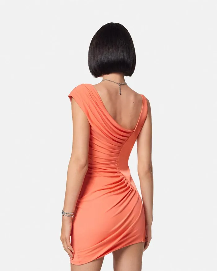 Medusa 03995 Draped Mini Dress Coral Women Versace Dresses