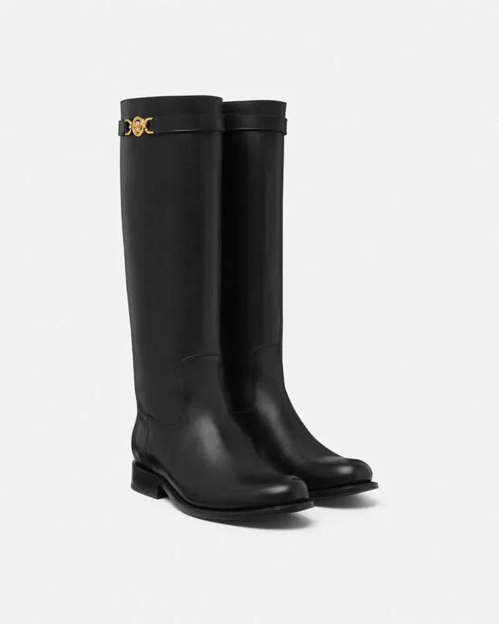 Medusa 03995 KneeHigh Boots Blackgold Women Versace Boots
