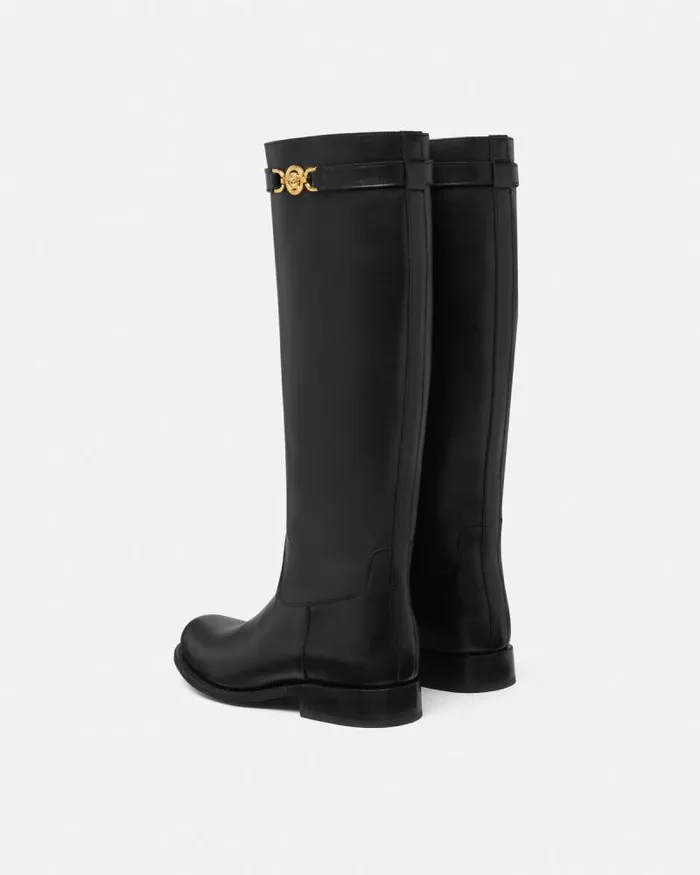 Medusa 03995 KneeHigh Boots Blackgold Women Versace Boots