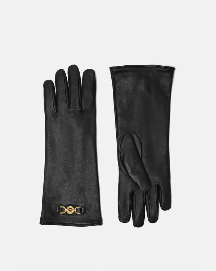 Medusa 03995 Leather Gloves Blackgold Women Versace Soft Accessories