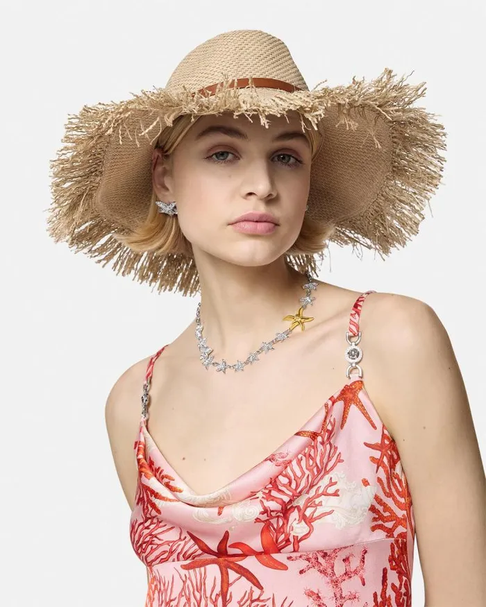 Medusa 03995 Raffia Hat Beige Women Versace Hats and Caps