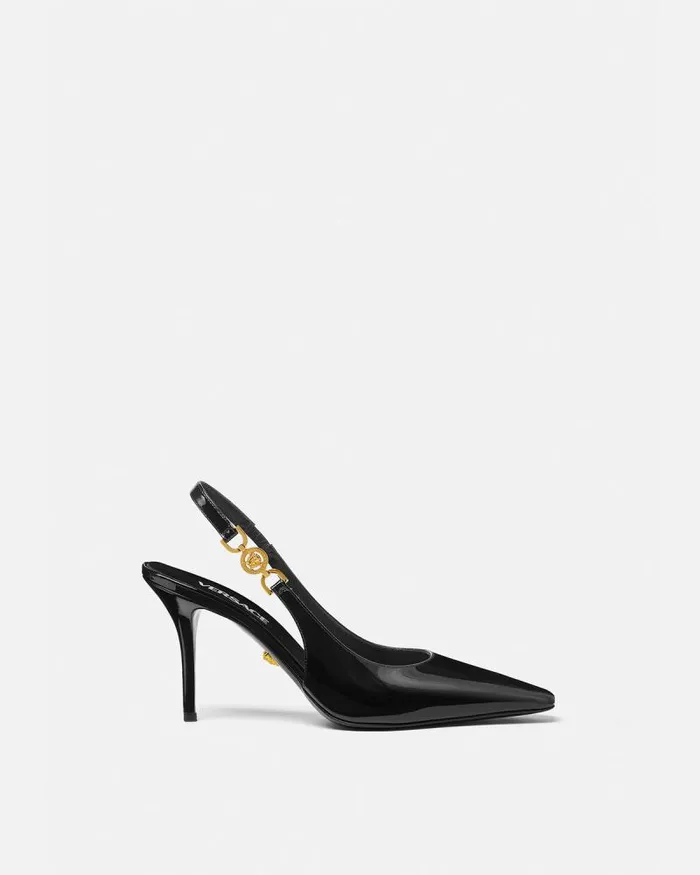 Medusa 03995 Slingback Pumps 85 Mm Blackgold Women Versace Pumps and Slingbacks