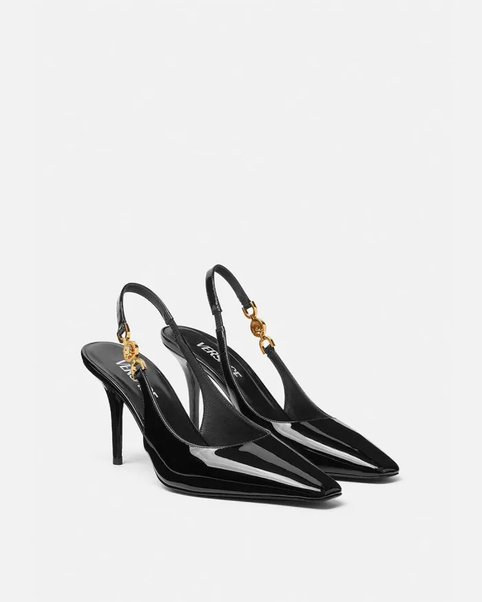 Medusa 03995 Slingback Pumps 85 Mm Blackgold Women Versace Pumps and Slingbacks